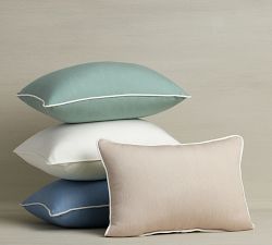Sunbrella&#0174; Contrast Piped Solid Outdoor Pillow