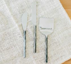 Hammered Metal Handcrafted Stainless Steel Cheese Knives - Set of 3