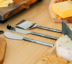 Hammered Metal Handcrafted Stainless Steel Cheese Knives - Set of 3