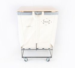 Large Elevated Canvas Laundry Basket with Wheels