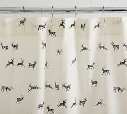Rustic Reindeer Organic Shower Curtain
