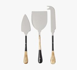 Horn Handcrafted Paneled Cheese Knives - Set of 3