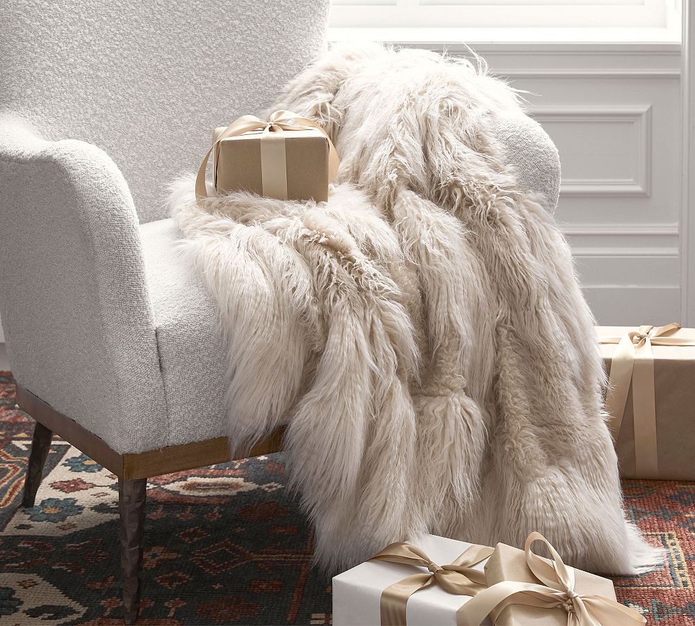 Mongolian Patchwork Faux Fur Throw