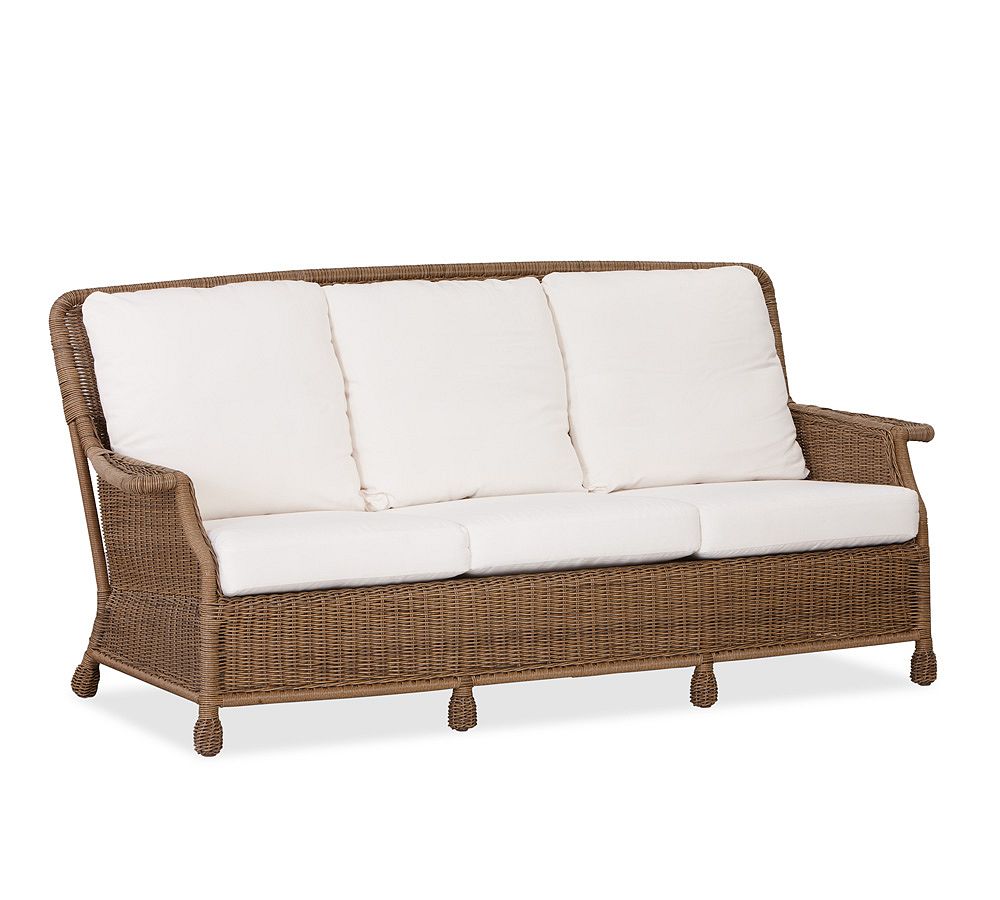 Open Box: Saybrook All-Weather Wicker 78&quot; Sofa with Cushion, Natural