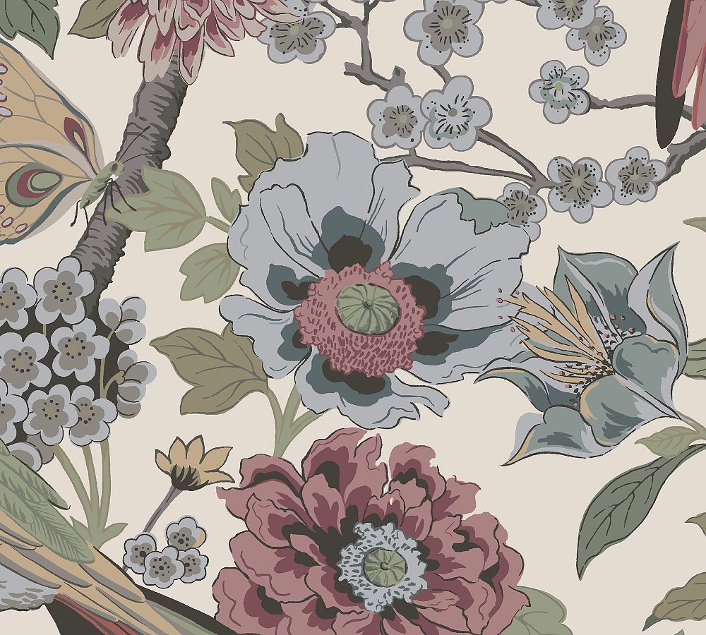 Bloom Floral Print Wallpaper, Sample, Warm Multi