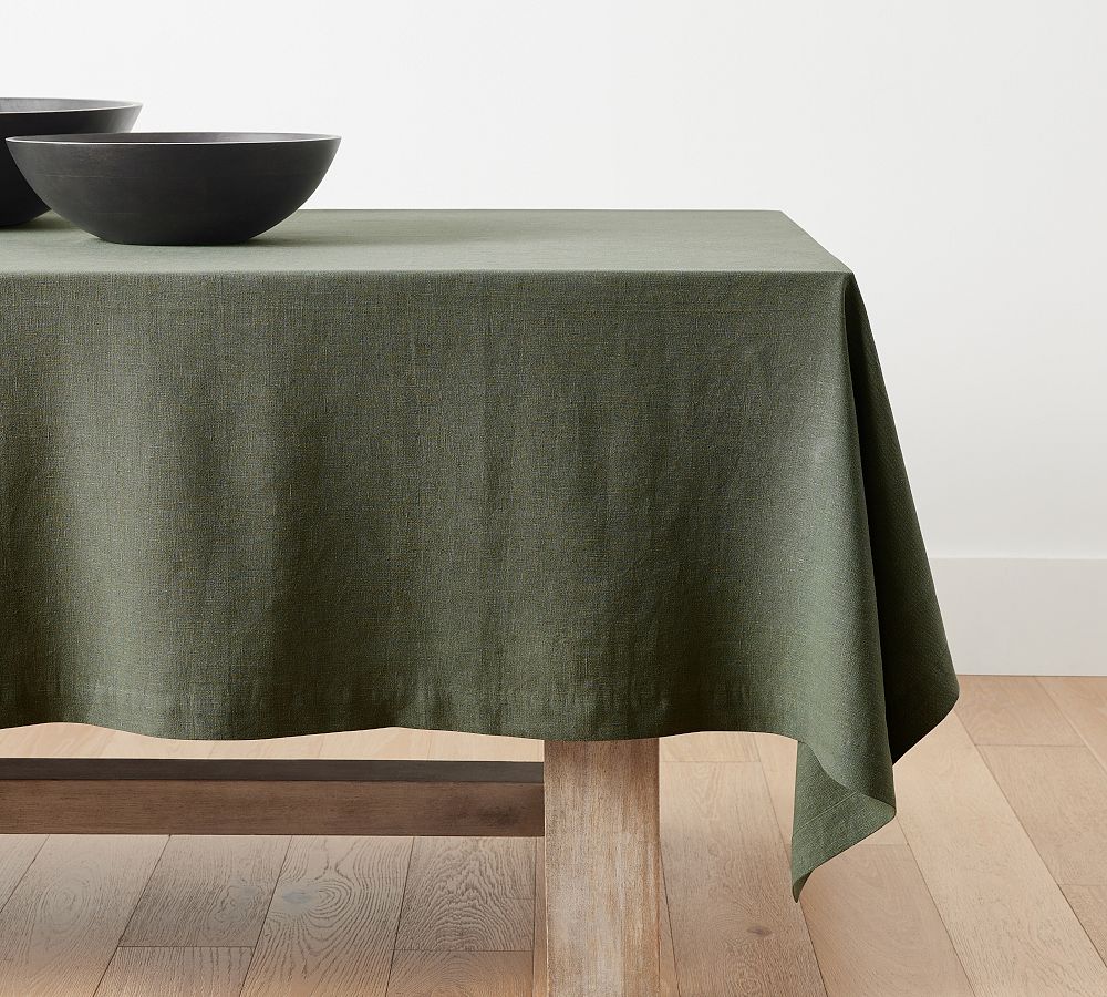 Mason Oversized Linen Tablecloth (70x108'' Cypress)