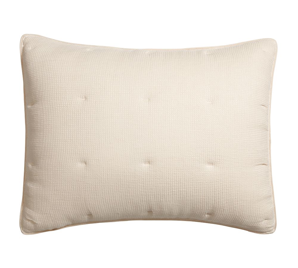 Open Box: European Flax Linen Tufted Waffle Comforter Sham, Rosewater, Standard, Set of 2