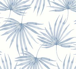 Palm Print Wallpaper, Sample, Blue