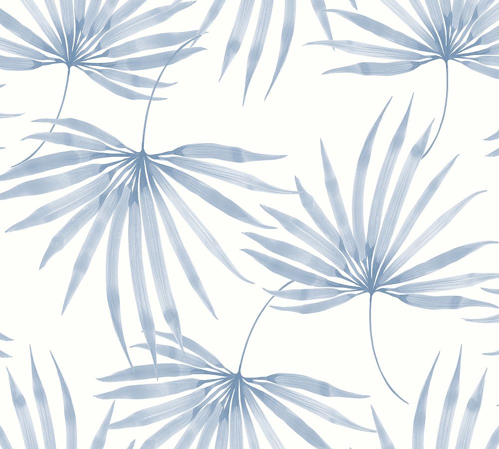 Palm Print Wallpaper, Sample, Blue