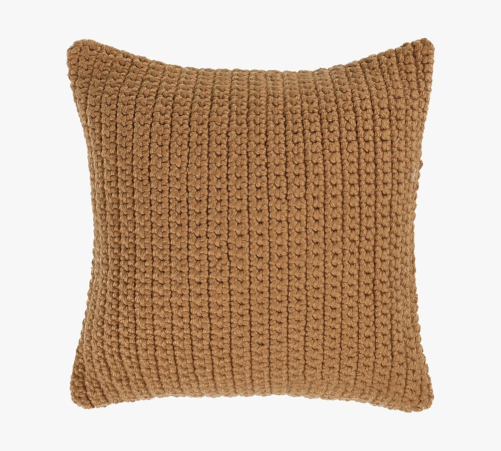 Amber Yellow 22" Square Braided Polyester Outdoor Pillow