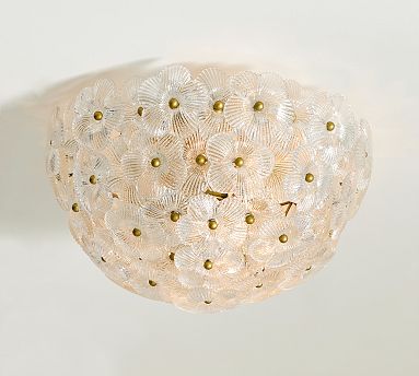 Nicolette Glass Floral Round Flush Mount (15")