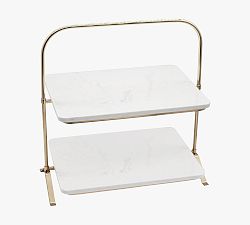 Open Box: Two Tiered Marble Server with Brass Frame