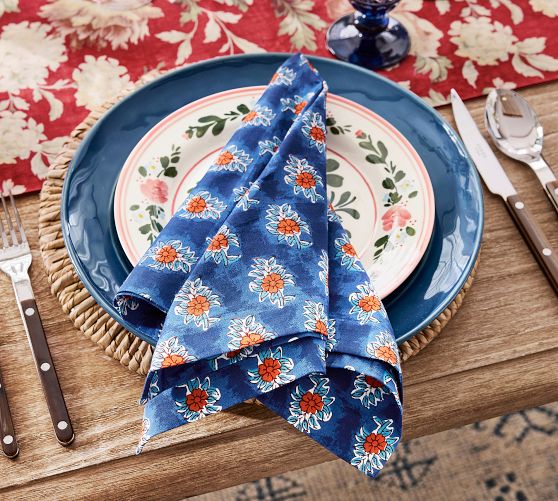Amaya Block Print Organic Cotton Napkins - Set of 4