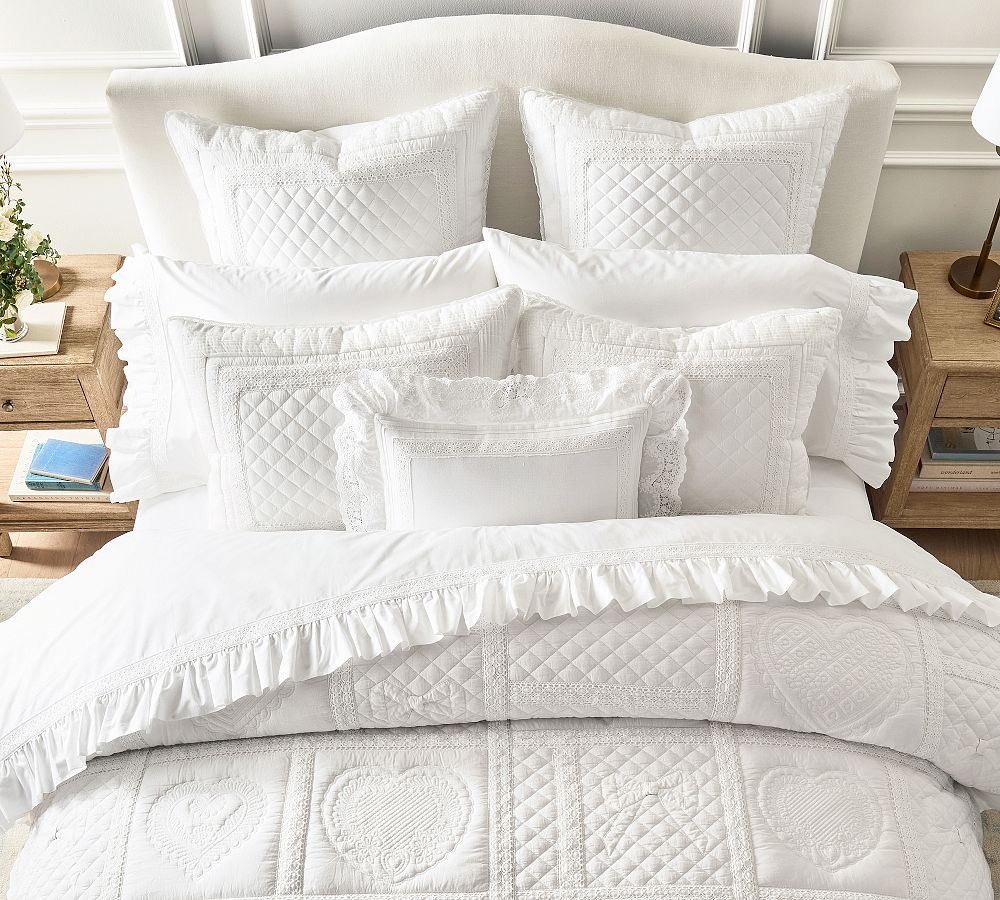 LoveShackFancy Bow Heart Patchwork Quilted Sham