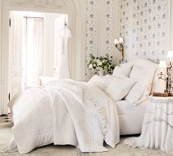 LoveShackFancy Bow Heart Patchwork Quilted Sham