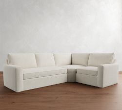 Pearce Square Arm Slipcovered 3-Piece Wedge Sectional (118&quot;&ndash;126.5&quot;)