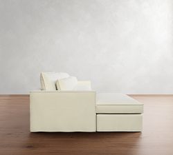 Westwood Square Arm Deep Seat Flange Edge Slipcovered Chaise Sectional (143&quot;)