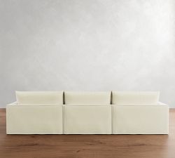 Westwood Square Arm Deep Seat Flange Edge Slipcovered Chaise Sectional (143&quot;)