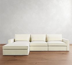 Westwood Square Arm Deep Seat Flange Edge Slipcovered Chaise Sectional (143&quot;)