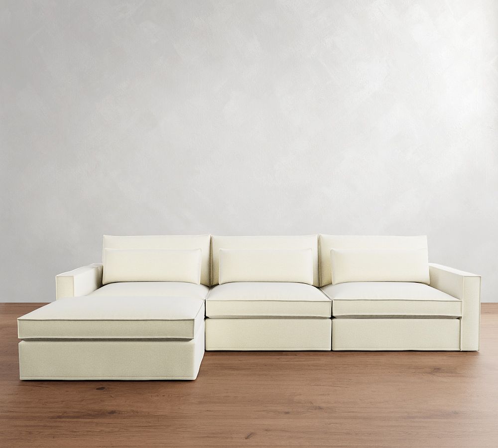 Westwood Square Arm Deep Seat Flange Edge Slipcovered Chaise Sectional (143&quot;)