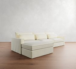 Westwood Square Arm Deep Seat Flange Edge Slipcovered Chaise Sectional (143&quot;)