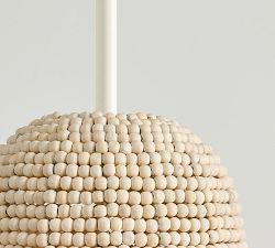 Montauk Wood Bead Bell Pendant (11&quot;)