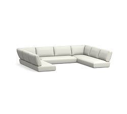 Modern Farmhouse Outdoor 3Pc Cushion (1 LA Return Sofa/1 Armless Loveseat/1RA Loveseat); High Performance Canvas, White