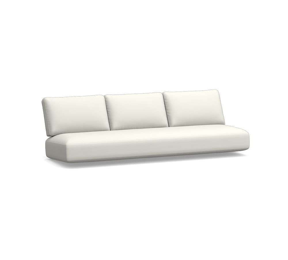 Modern Farmhouse Outdoor Sofa Cushion; High Performance Canvas, White
