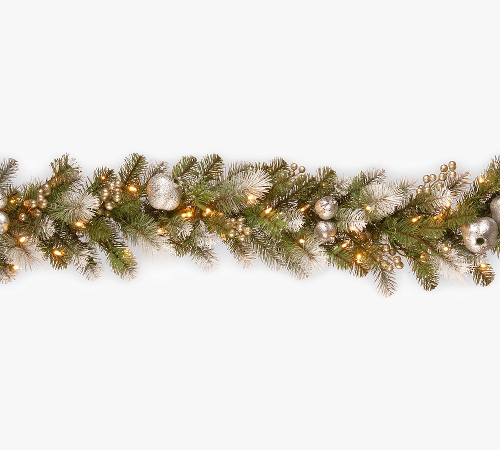 Lit LED Faux Mixed Pine Glitter Garland