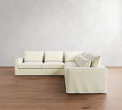 Westwood Square Arm Deep Seat Flange Edge Slipcovered 3-Piece L-Shaped Sectional (122&quot;)