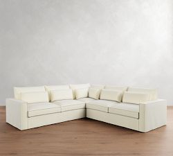 Westwood Square Arm Deep Seat Flange Edge Slipcovered 3-Piece L-Shaped Sectional (122&quot;)
