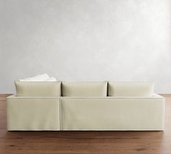 Westwood Square Arm Deep Seat Flange Edge Slipcovered 3-Piece L-Shaped Sectional (122&quot;)