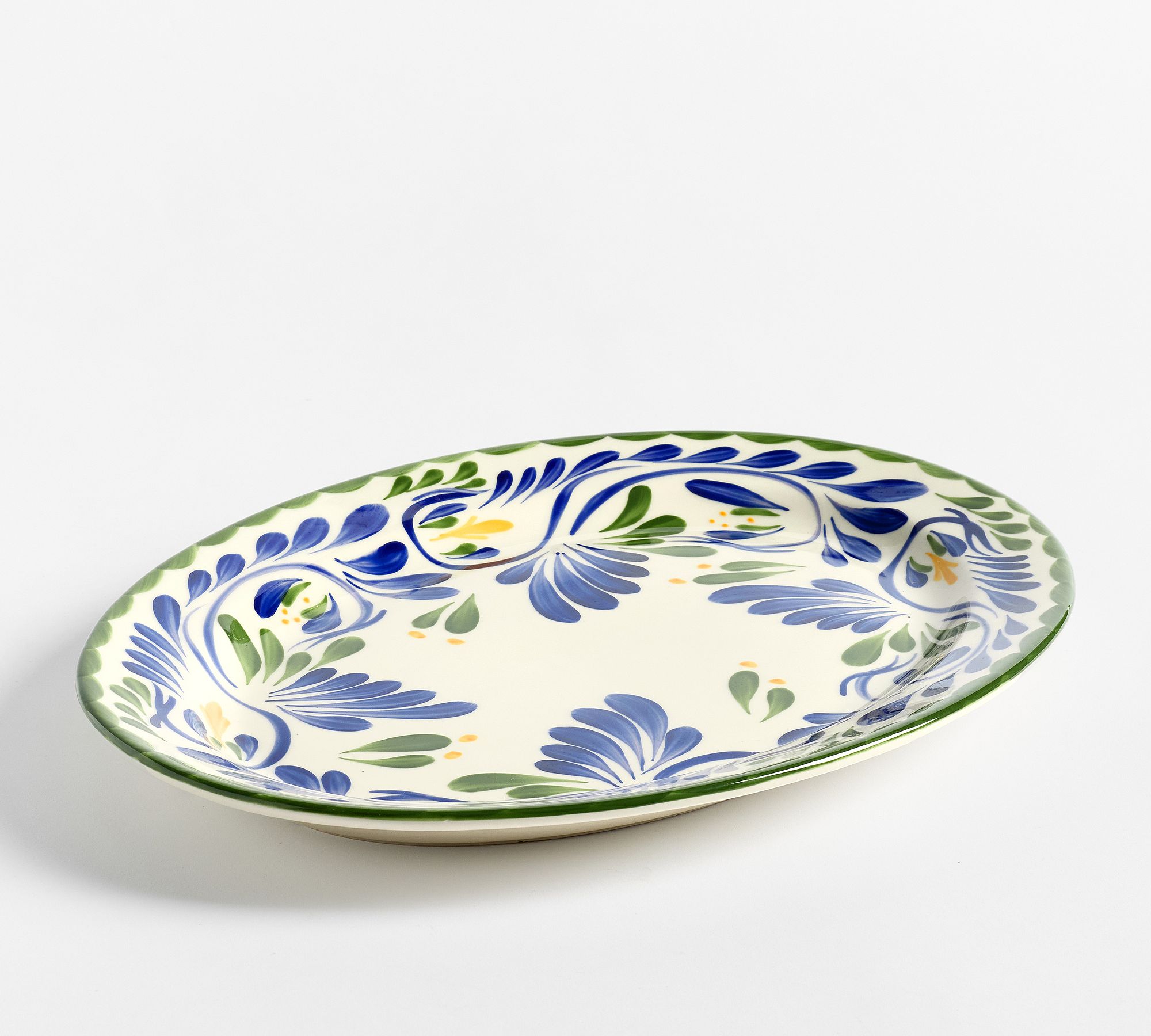 Puebla Multi Porcelain Oval Serving Platter - Blue/Green