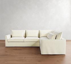 Westwood Fin Arm Deep Seat Flange Edge Slipcovered 3-Piece Sectional (122&quot;)