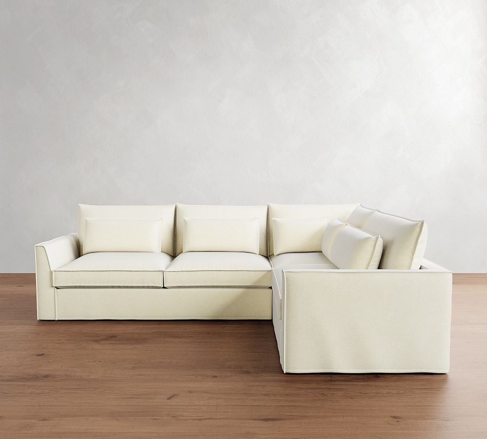 Westwood Fin Arm Deep Seat Flange Edge Slipcovered 3-Piece Sectional (122&quot;)