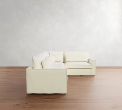 Westwood Fin Arm Deep Seat Flange Edge Slipcovered 3-Piece Sectional (122&quot;)