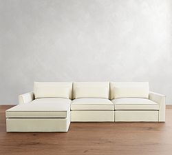 Westwood Fin Arm Deep Seat Flange Edge Slipcovered Modular Chaise Sectional (143&quot;)