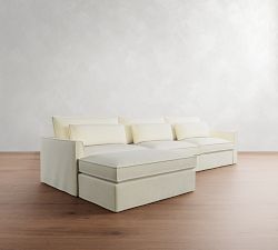 Westwood Fin Arm Deep Seat Flange Edge Slipcovered Modular Chaise Sectional (143&quot;)