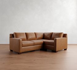York Square Arm Leather 3-Piece Sectional (94&quot;)