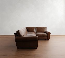 Turner Roll Arm Leather 3-Piece Sectional (109&quot;-114&quot;)