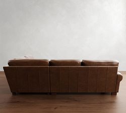 Turner Roll Arm Leather 3-Piece Sectional (109&quot;-114&quot;)