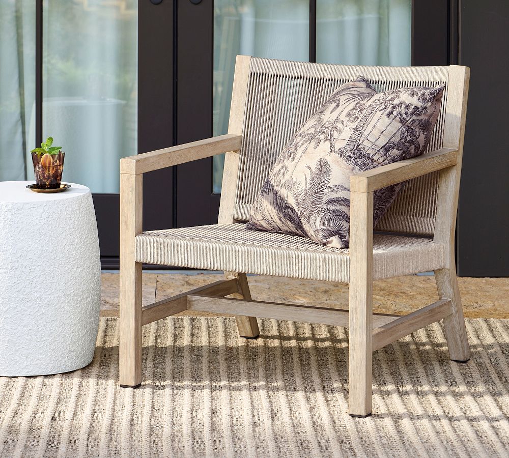Indio Coastal  Mahogany &amp; Rope Outdoor Lounge Chair