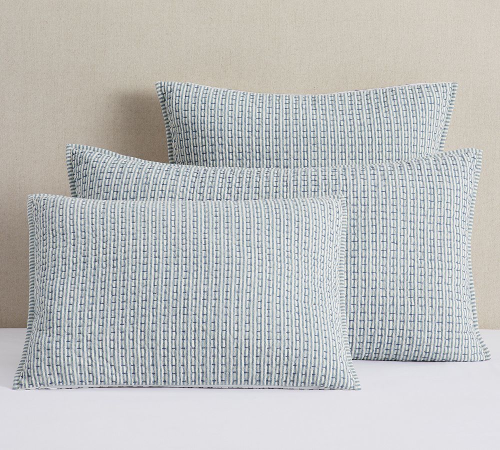 Pick-Stitch Wheaton Reversible Striped Cotton Quilted Sham