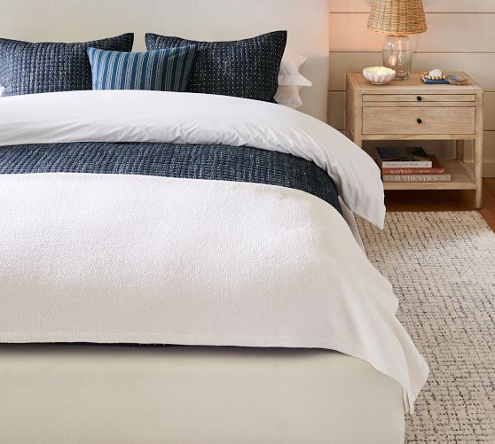 Washed Cotton Basket Weave Blanket