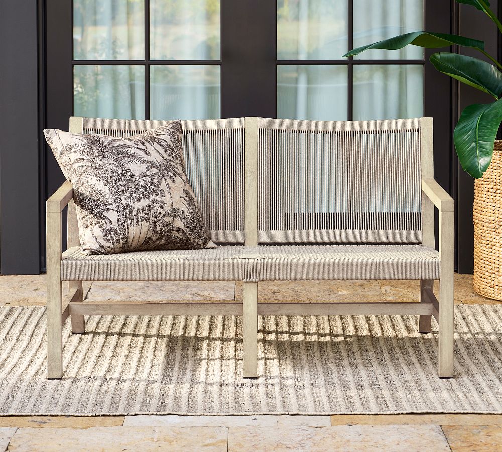 Indio Coastal Mahogany &amp; Rope Outdoor Loveseat (52&quot;)