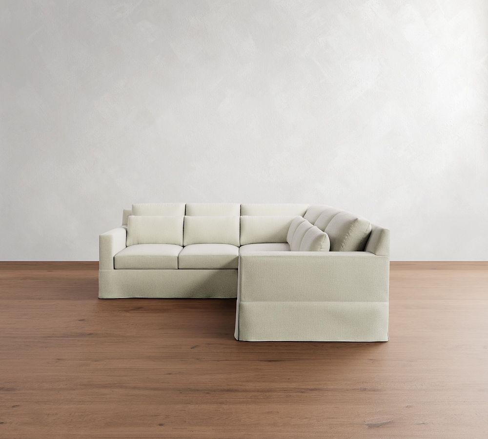 York Square Arm Deep Seat Slipcovered 3-Piece L-Shaped Sectional (98&quot;)