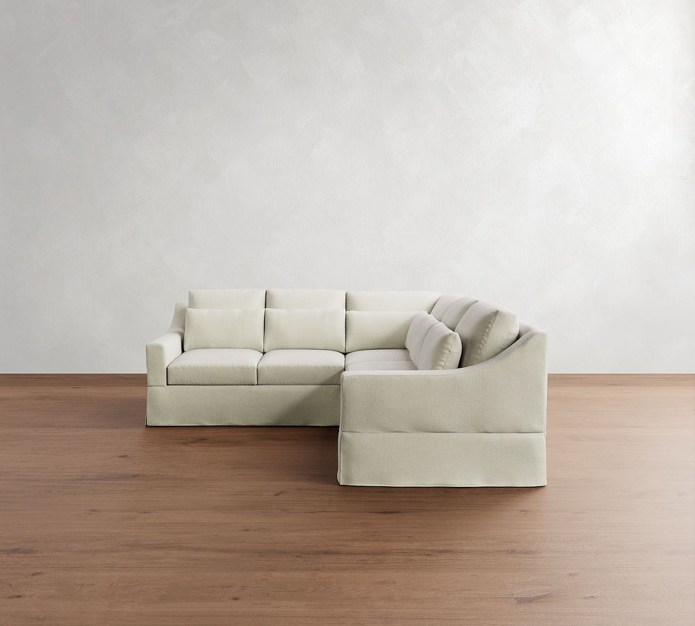 York Slope Arm Deep Seat Slipcovered 3-Piece L-Shaped Sectional (98&quot;)