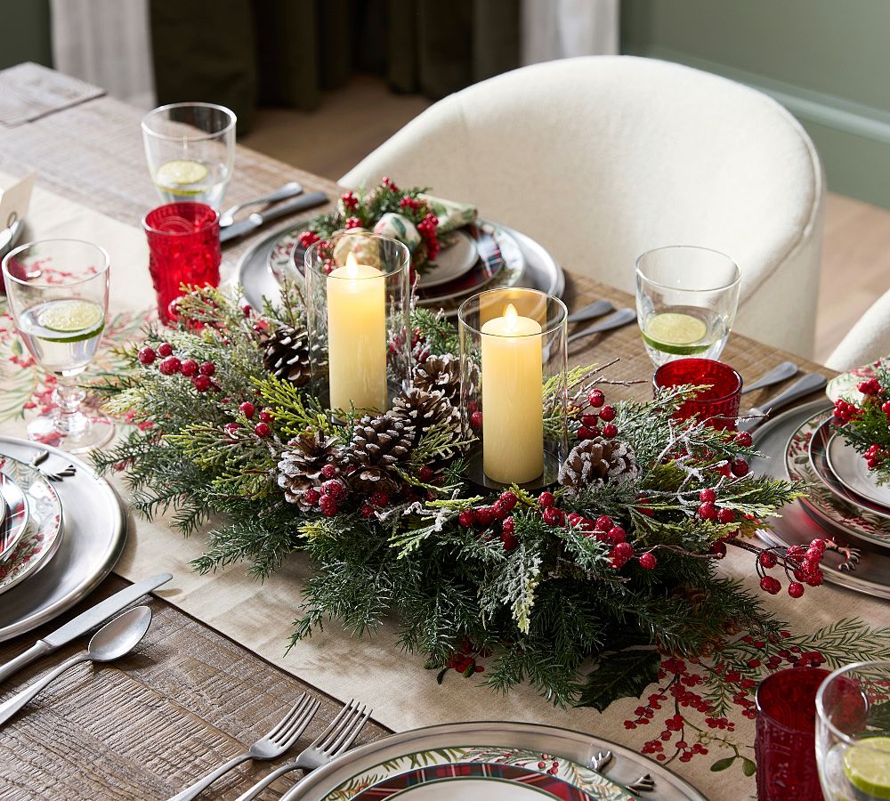 Faux Frosted Pine Centerpiece