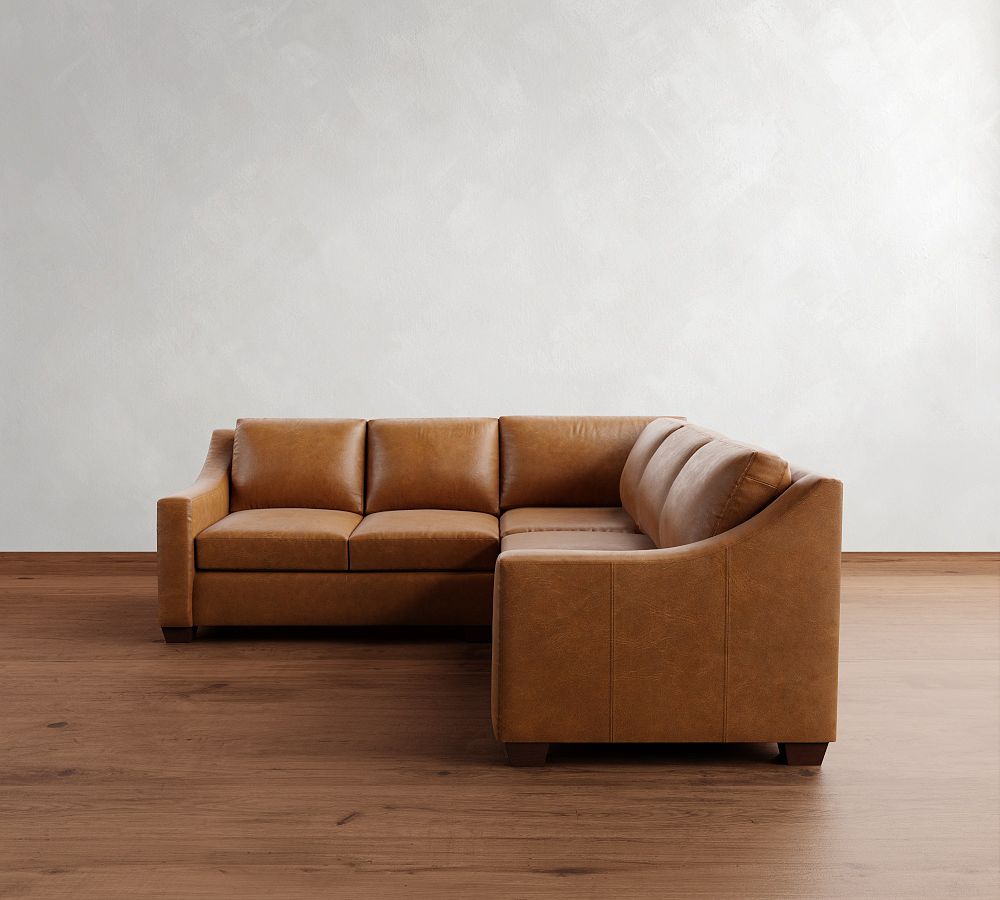 York Slope Arm Leather 3-Piece L-Shaped Sectional (94&quot;)