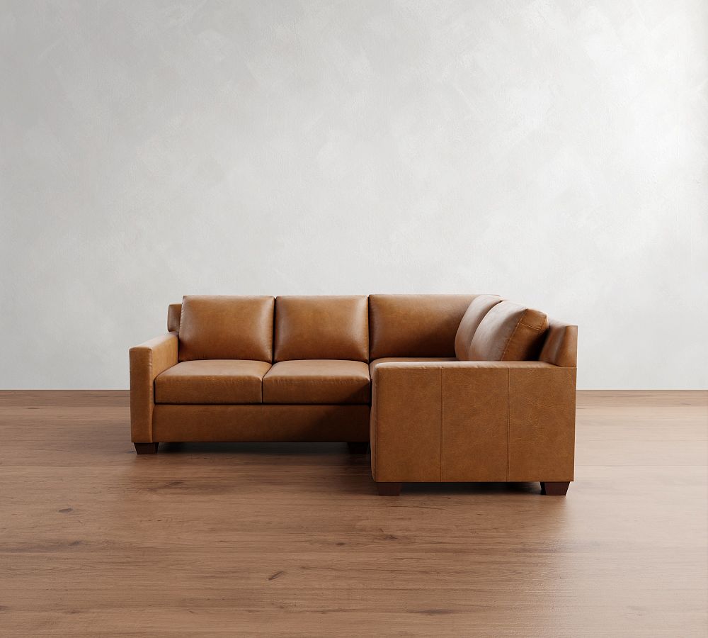 York Square Arm Leather 3-Piece Sectional (94&quot;)